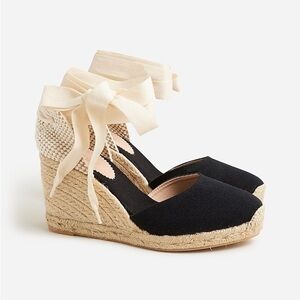 J Crew Made-in-Spain lace-up high-heel espadrilles BT395